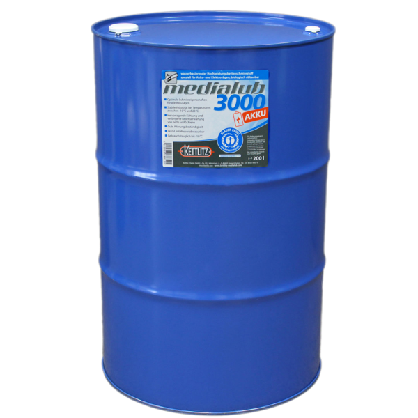 KETTLITZ-Medialub 3000 AKKU Wasserbasierendes Kettenöl - 200 Liter Fass "Blauer Engel" nach RAL-UZ-178